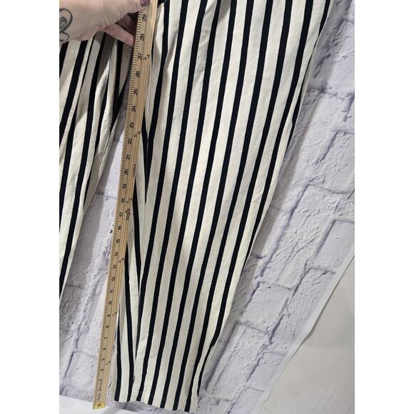 Polo Ralph Lauren Striped Black Cream High Rise Cotton Pants Size 4 Belt Pockets - Picture 8 of 9